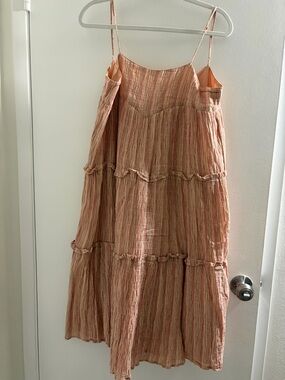 Sleeveless Peach Tiered Maxi dress